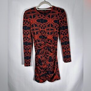 Zara Ruched Jacquard Long Sleeve Mini Dress - NWT